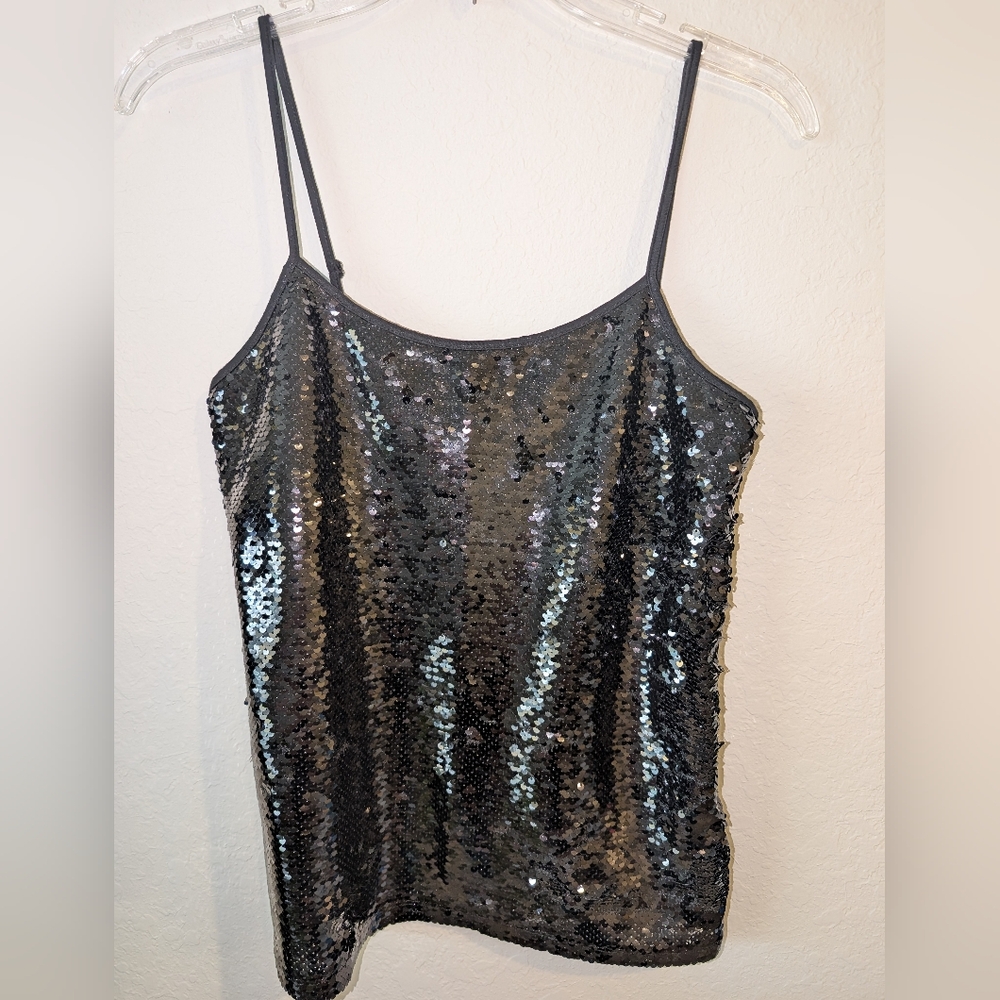 Ann Taylor Black Sequin Camisole Top